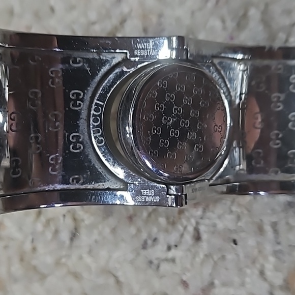 Gucci Watch Reversible Flip Band Silver Brown Bangle Bracelet - Picture 7 of 8